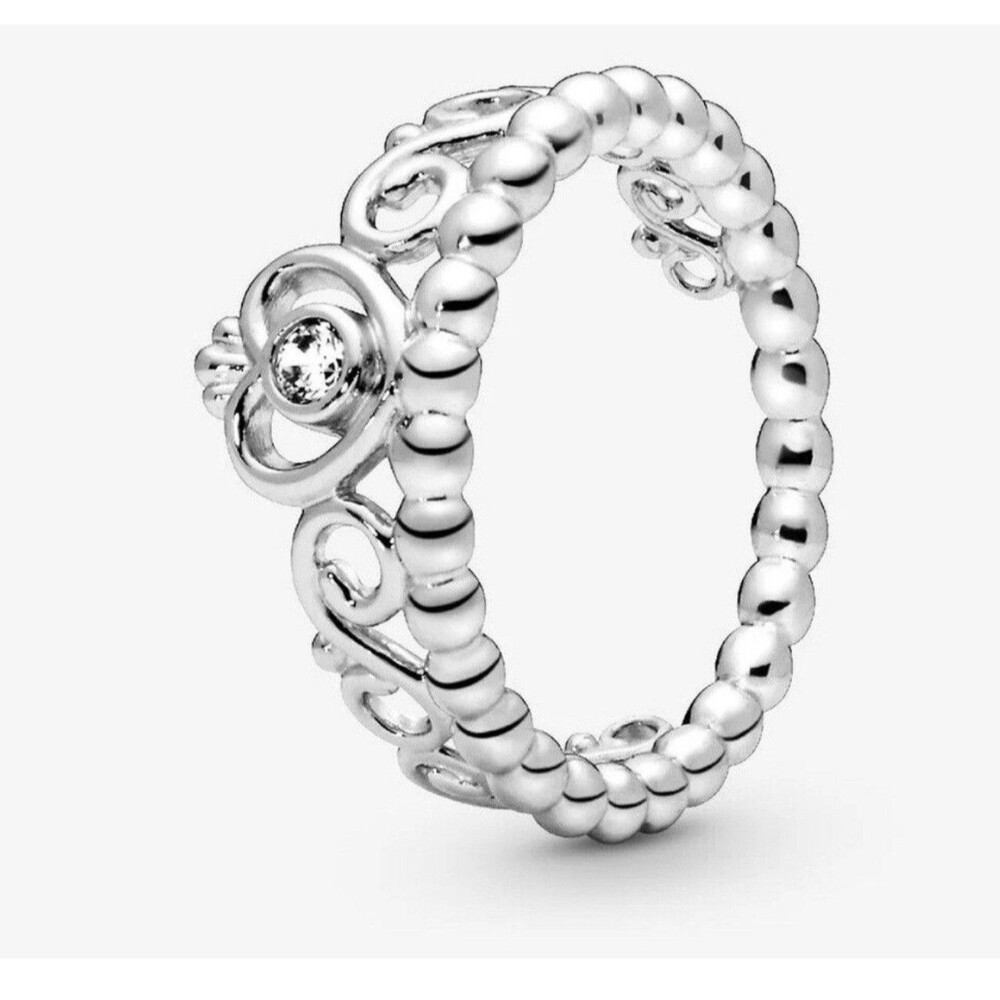 Pandora Sterling Silver 925 Princess Tiara Crown CZ Ring Sz 7